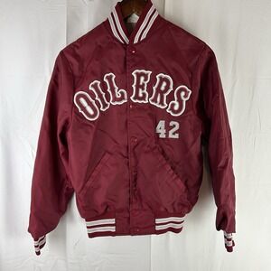 Vintage HOWE Athletic Jacket Oilers Red‎ Made in USA Boys Youth XL #42 80s 90s